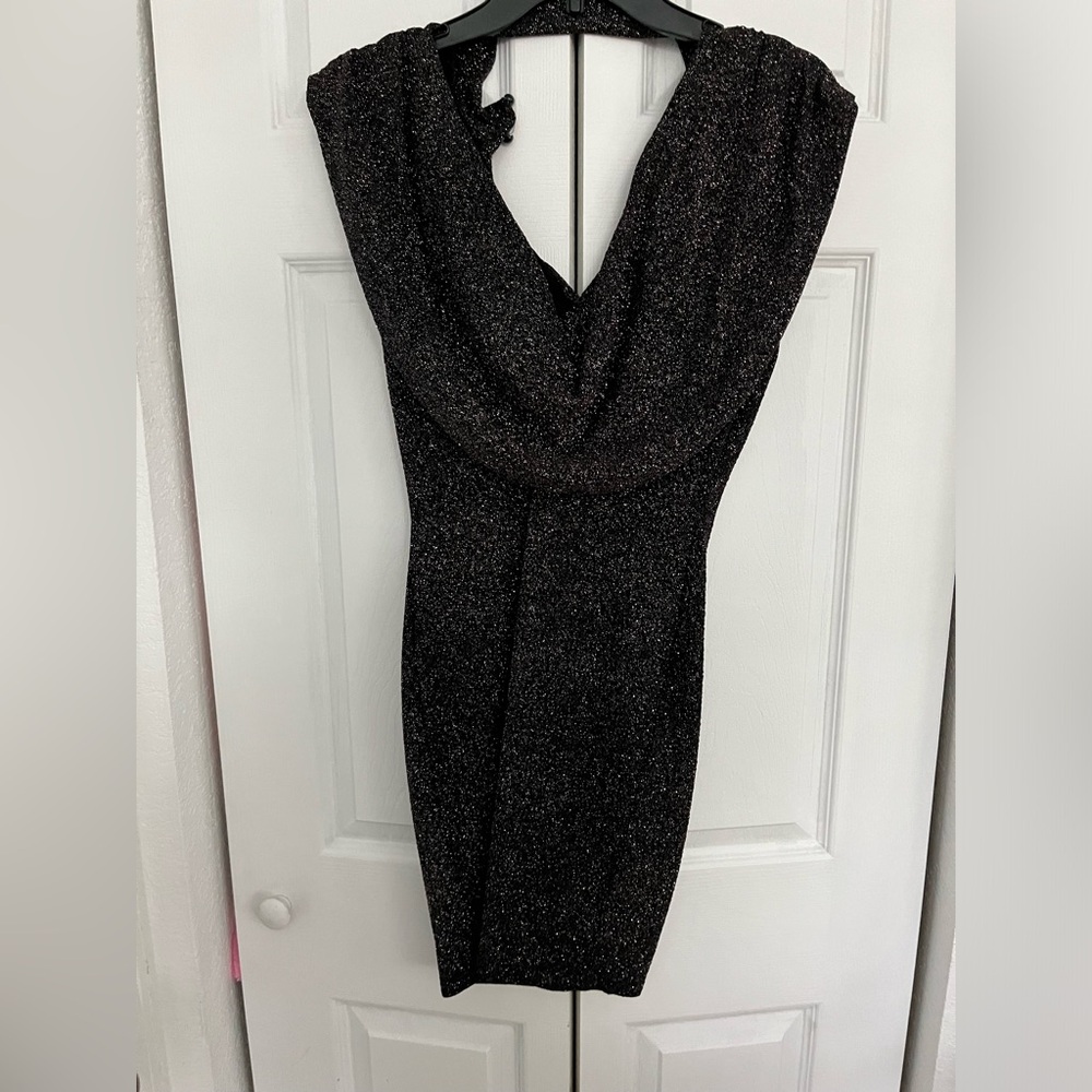 Holiday Dress- Black Gold/Silver Sparkle bodycon dress NWT sz M